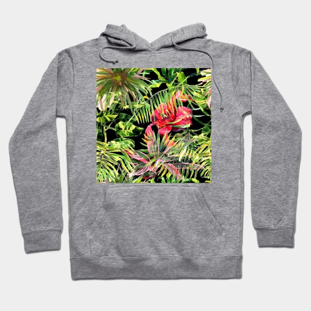 Palm Leaves seamless pattern Hoodie by Olga Berlet